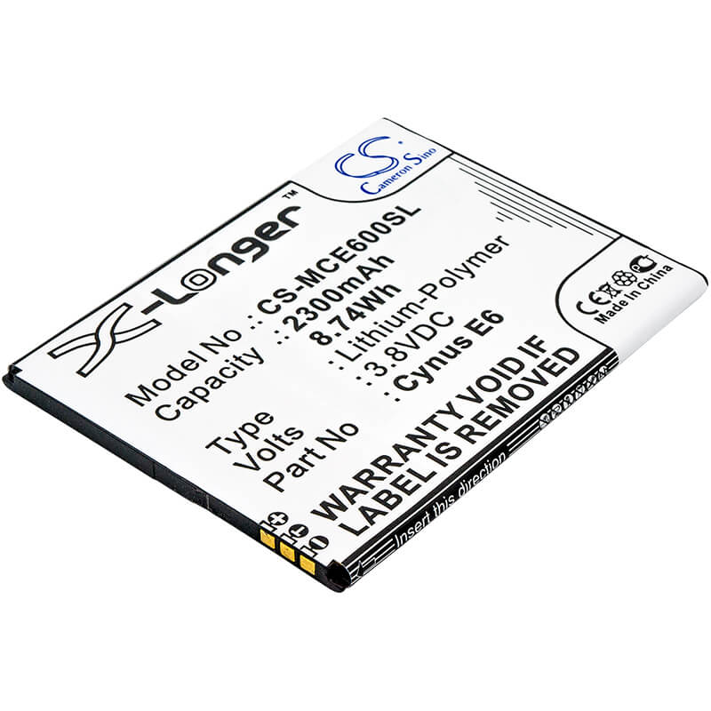 3.8V, 2300mAh, Li-Polymer Battery fits Mobistel, Cynus E6, 8.74Wh