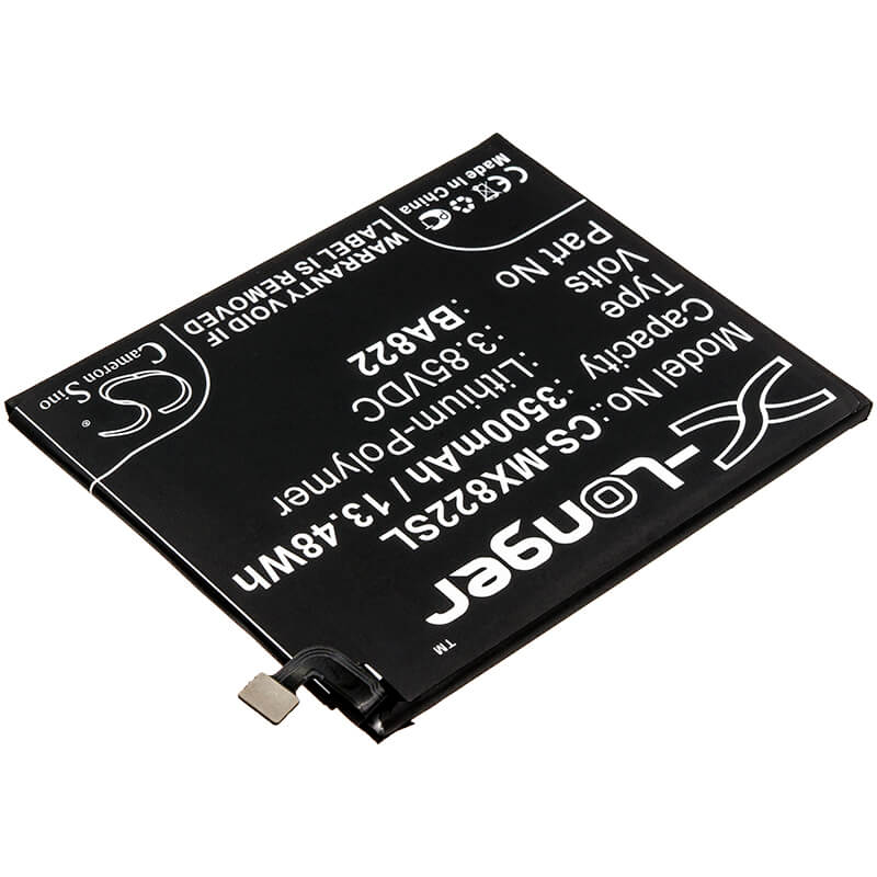 3.85V, 3500mAh, Li-Polymer Battery fits Meizu, M1822, M822h, 13.475Wh