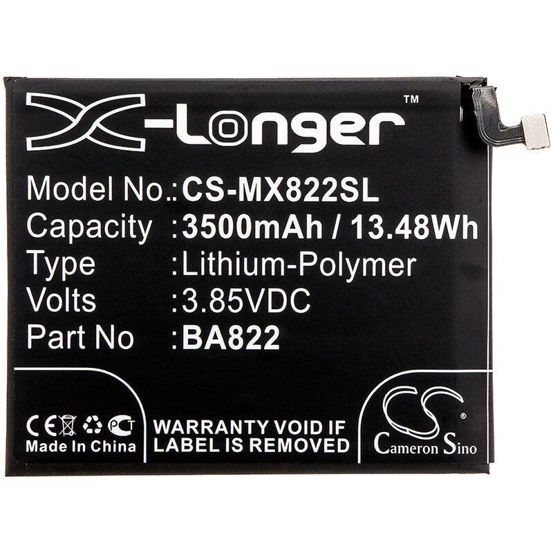 3.85V, 3500mAh, Li-Polymer Battery fits Meizu, M1822, M822h, 13.475Wh