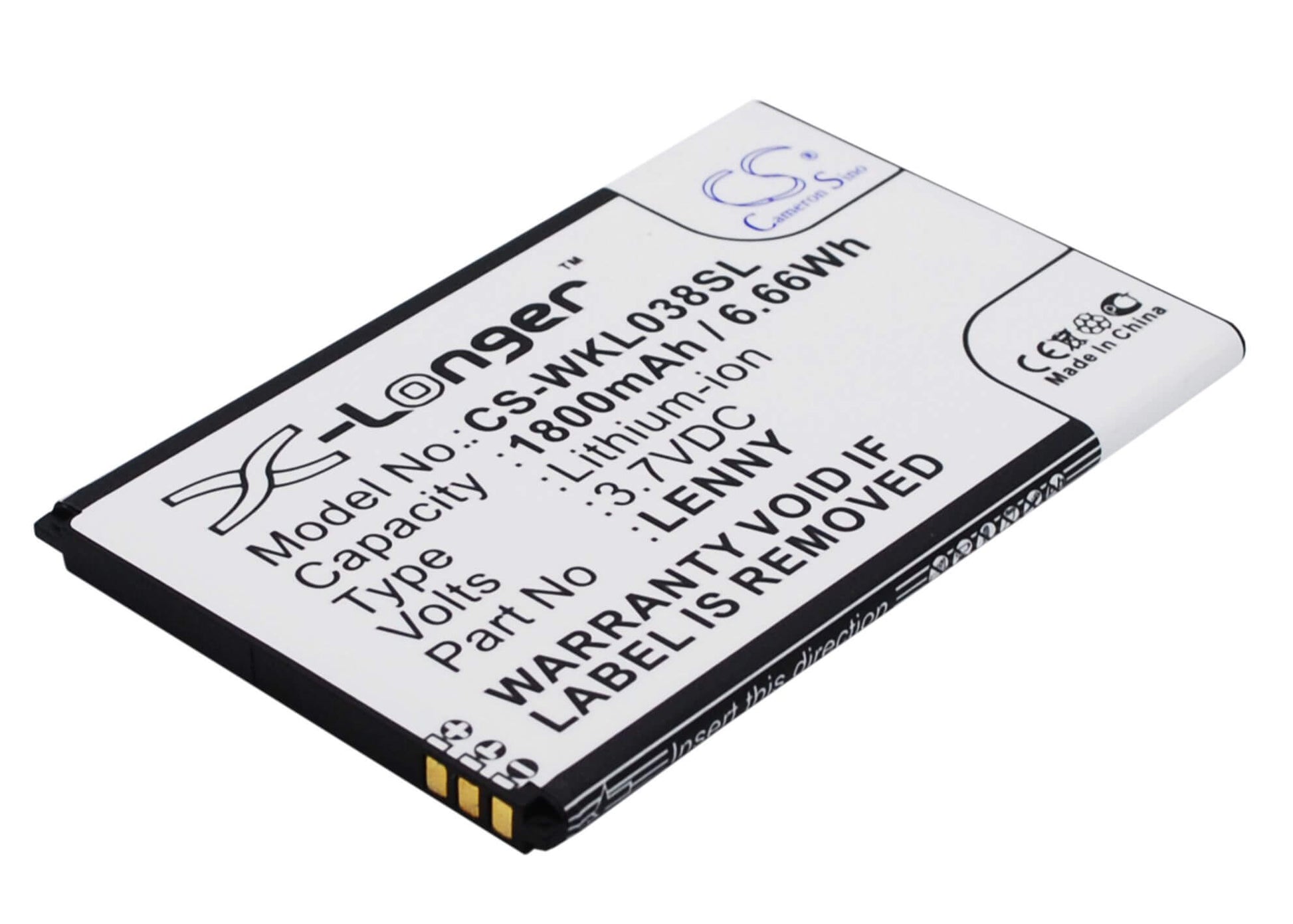 3.7V, 1800mAh, Li-ion Battery fits Wiko, B0386126, Lenny, 6.66Wh