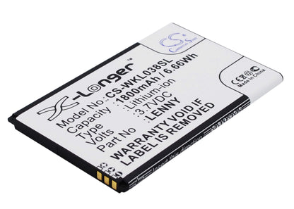 3.7V, 1800mAh, Li-ion Battery fits Wiko, B0386126, Lenny, 6.66Wh