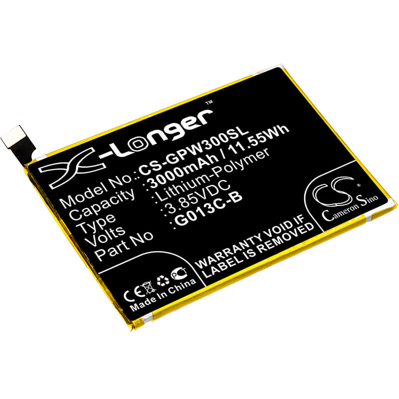 3.85V, 3000mAh, Li-Polymer Battery fits Google, G013c, Pixel 3 Xl, 11.55Wh