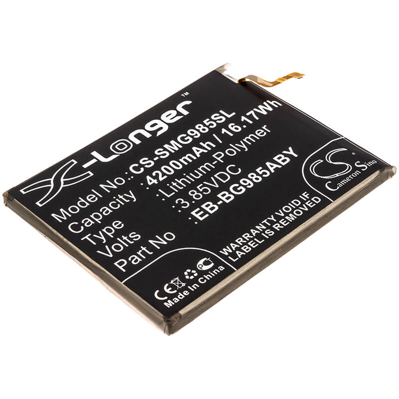 3.85V, 4200mAh, Li-Polymer Battery fits Samsung, Galaxy S20 Plus, Sc-52a, 16.17Wh
