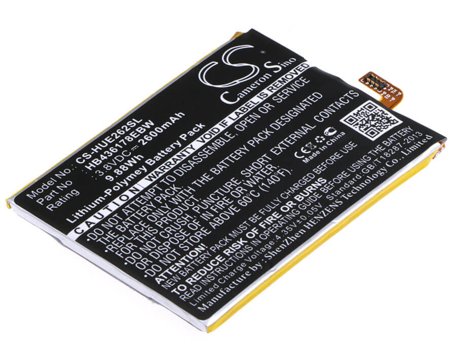 3.8V, 2600mAh, Li-Polymer Battery fits Huawei, 2629, Ascend Mate 7s, 9.88Wh