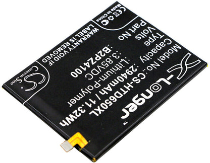 3.85V, 2940mAh, Li-Polymer Battery fits Htc, 99hall015-00, Desire 650 4g, 11.319Wh