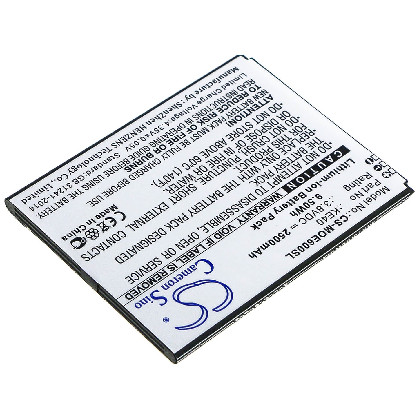 3.8V, 2500mAh, Li-ion Battery fits Motorola, Moto E6, Xt2005, 9.5Wh