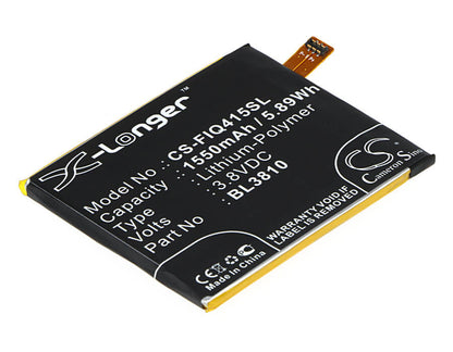 3.8V, 1550mAh, Li-Polymer Battery fits Fly, Era Style 3, Iq4415 Quad, 5.89Wh