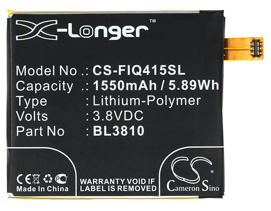 3.8V, 1550mAh, Li-Polymer Battery fits Fly, Era Style 3, Iq4415 Quad, 5.89Wh