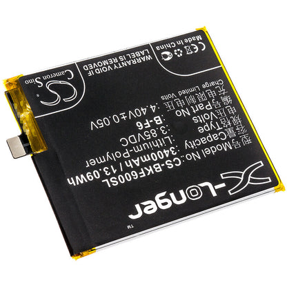 3.85V, 3400mAh, Li-Polymer Battery fits Vivo, Nex, Nex Dual Display, 13.09Wh