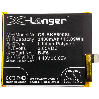 3.85V, 3400mAh, Li-Polymer Battery fits Vivo, Nex, Nex Dual Display, 13.09Wh