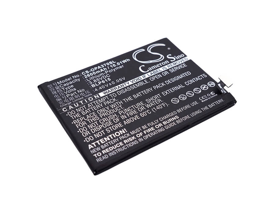 3.85V, 2600mAh, Li-Polymer Battery fits Oppo, A37, A37 Dual Sim Td-lte, 10.01Wh