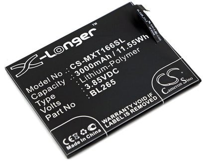 3.85V, 3000mAh, Li-Polymer Battery fits Motorola, Kung-fu, Moto M, 11.55Wh