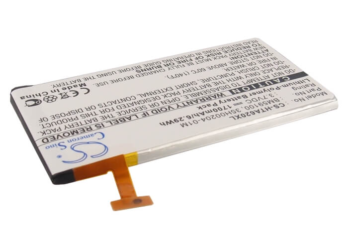 3.7V, 1700mAh, Li-Polymer Battery fits Htc, A620, A620e, 6.29Wh