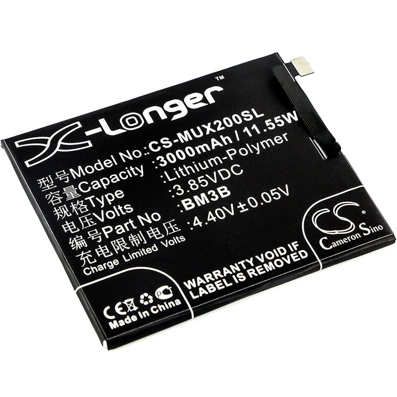 3.85V, 3000mAh, Li-Polymer Battery fits Xiaomi, M1803d5xa, M1803d5xc, 11.55Wh