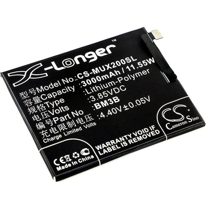 3.85V, 3000mAh, Li-Polymer Battery fits Xiaomi, M1803d5xa, M1803d5xc, 11.55Wh