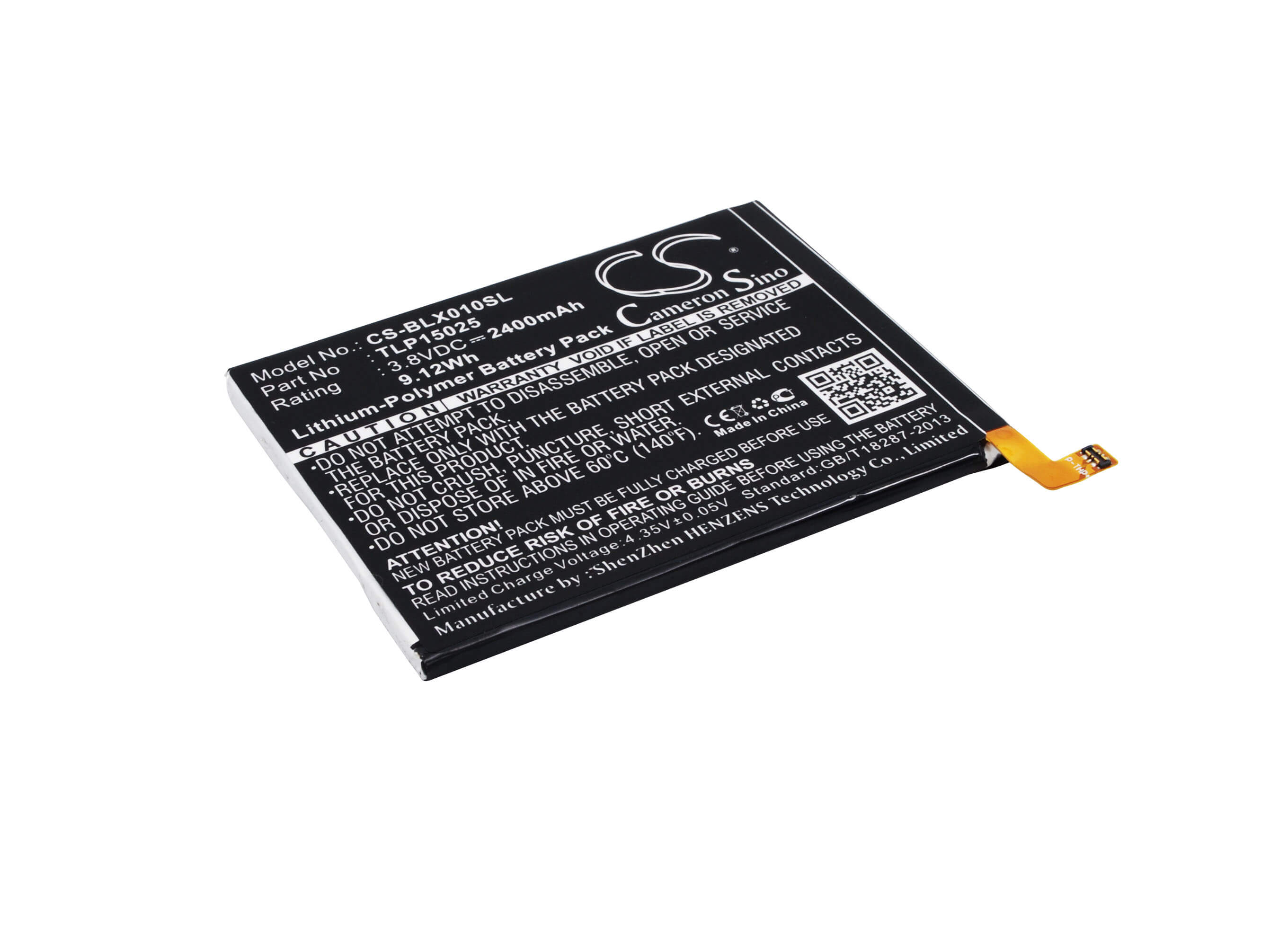 3.8V, 2400mAh, Li-Polymer Battery fits Blu, Life One 2015, X010q, 9.12Wh