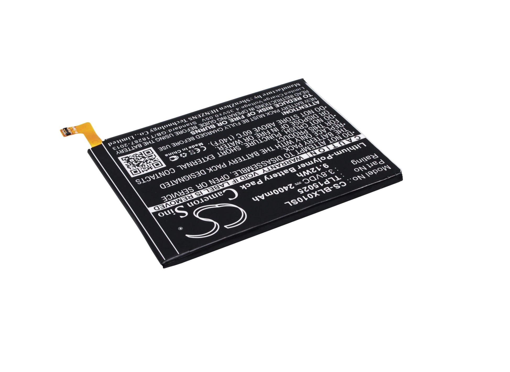 3.8V, 2400mAh, Li-Polymer Battery fits Blu, Life One 2015, X010q, 9.12Wh