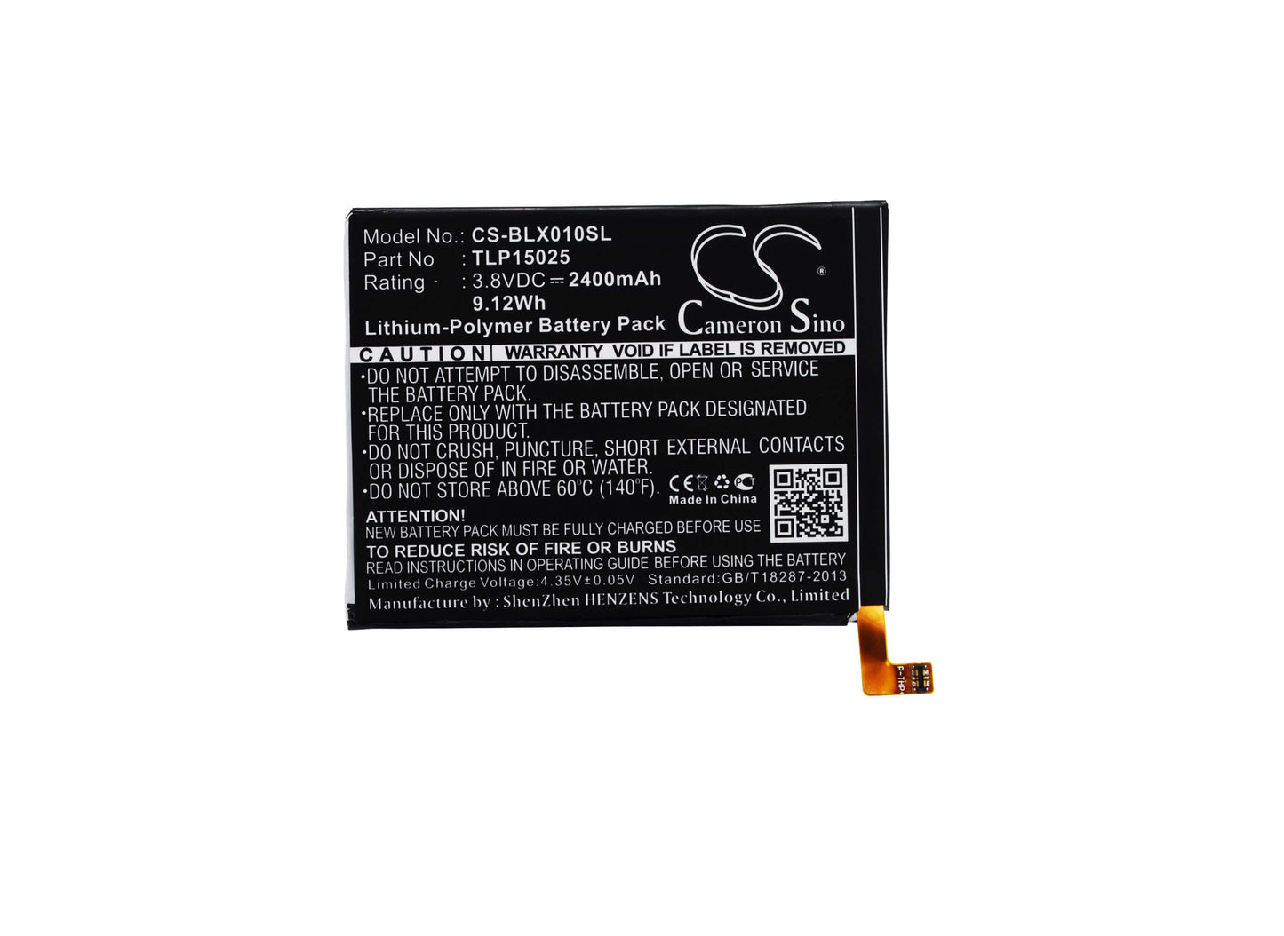 3.8V, 2400mAh, Li-Polymer Battery fits Blu, Life One 2015, X010q, 9.12Wh