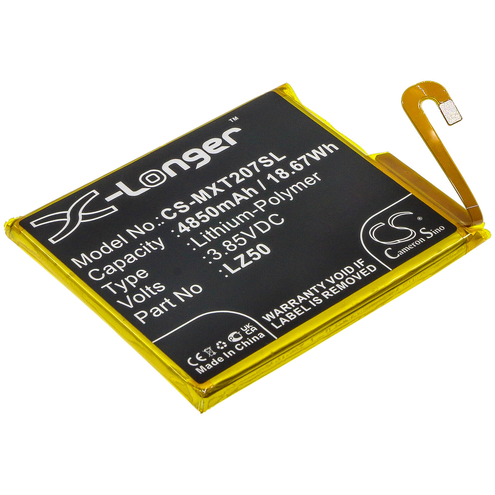 3.85V, 4850mAh, Li-Polymer Battery fits Motorola, Moto G 5g Plus, Moto G100, 18.6725Wh