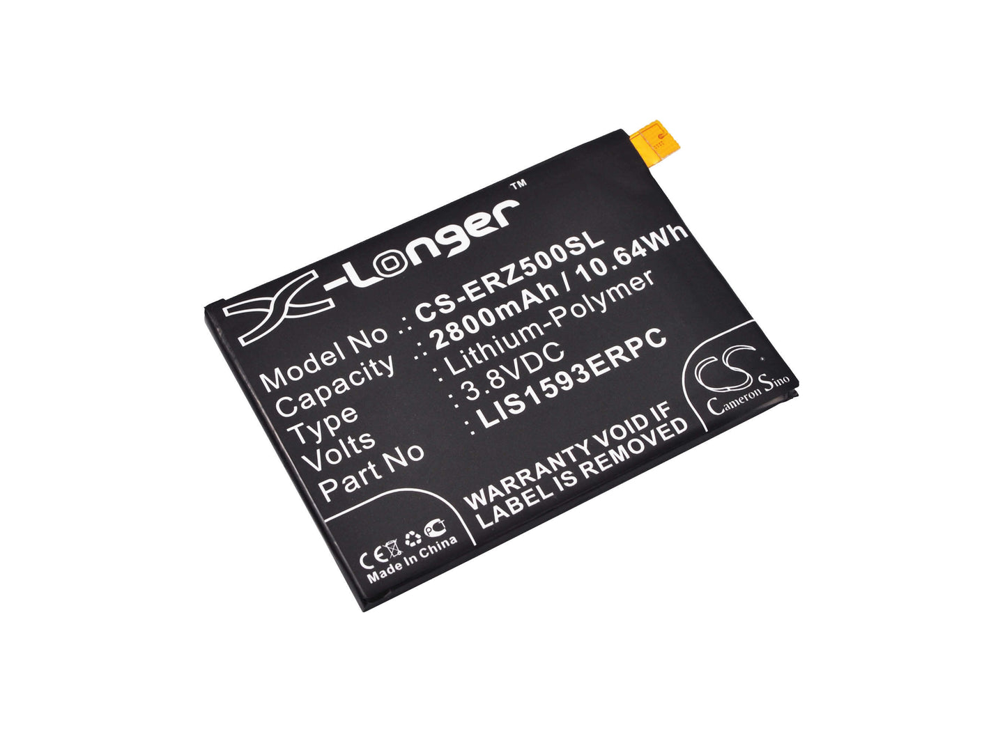 3.8V, 2800mAh, Li-Polymer Battery fits Sony, E6603, E6633, 10.64Wh