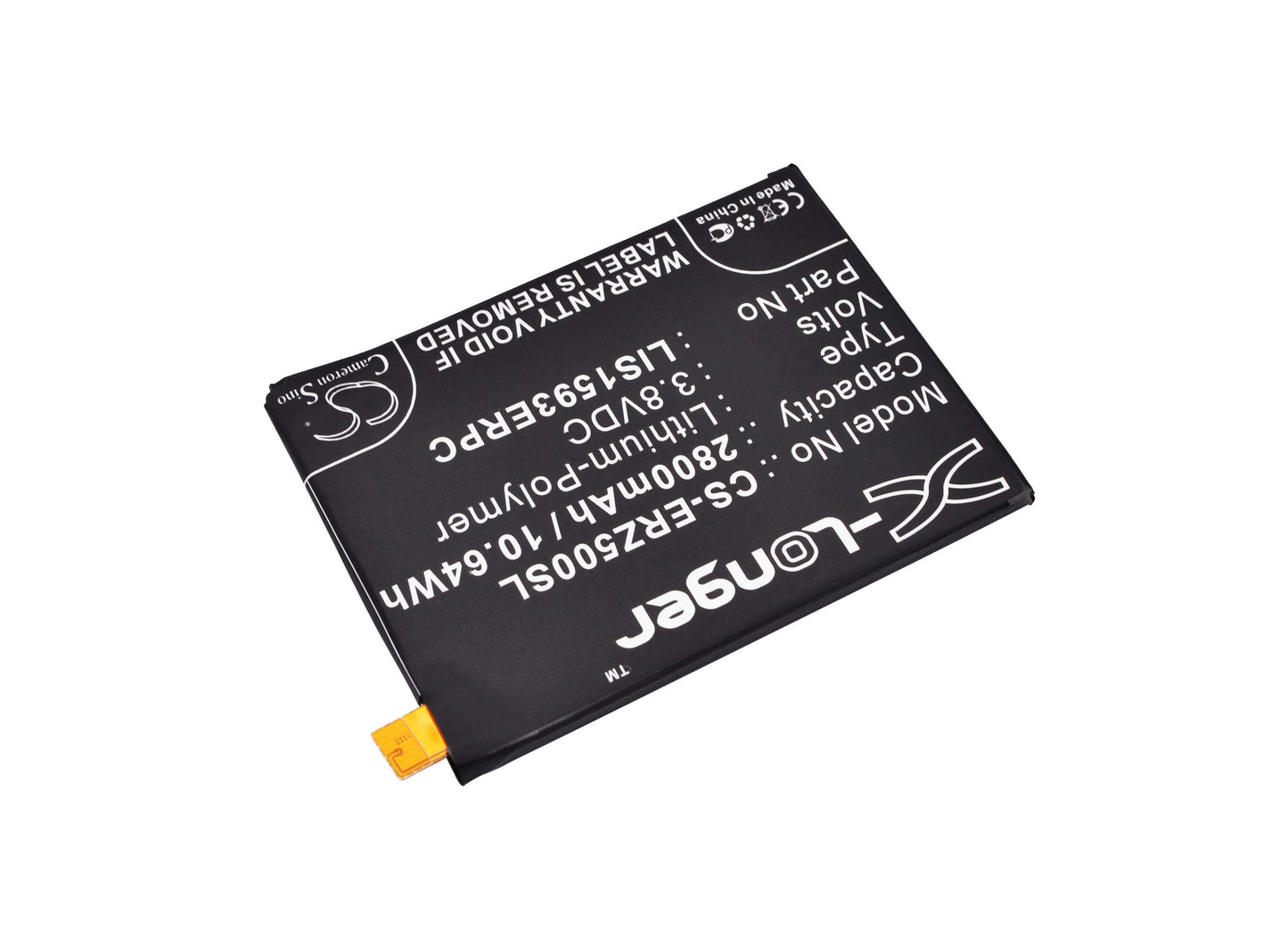 3.8V, 2800mAh, Li-Polymer Battery fits Sony Ericsson, E6603, E6633, 10.64Wh
