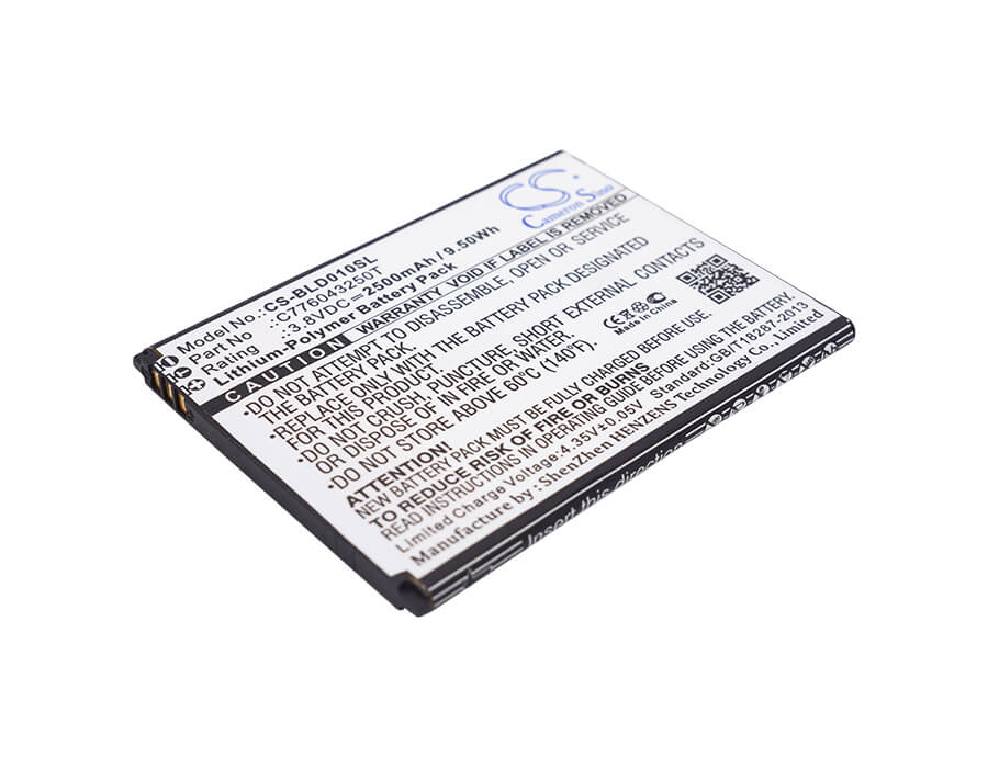 3.8V, 2500mAh, Li-Polymer Battery fits Blu, D0010uu, Dash X Lte D0010u, 9.5Wh