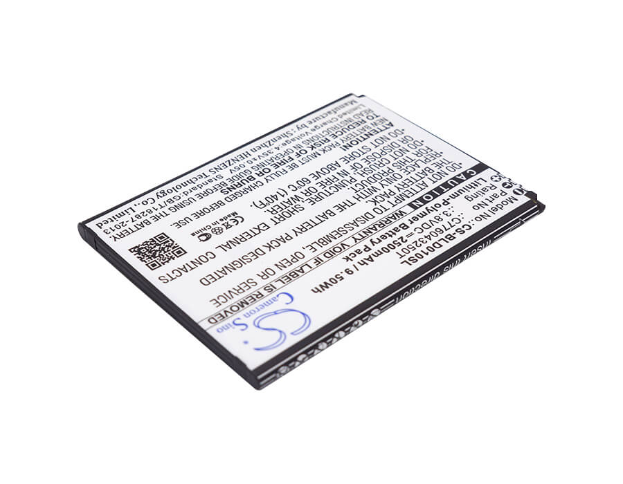 3.8V, 2500mAh, Li-Polymer Battery fits Blu, D0010uu, Dash X Lte D0010u, 9.5Wh