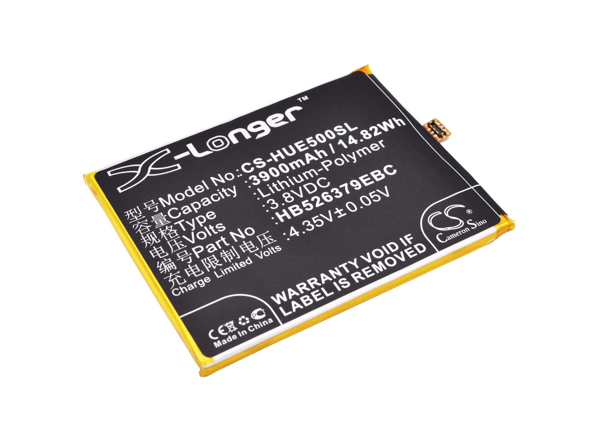3.8V, 3900mAh, Li-Polymer Battery fits Huawei, Enjoy 5, Enjoy 5 Dual Sim, 14.82Wh