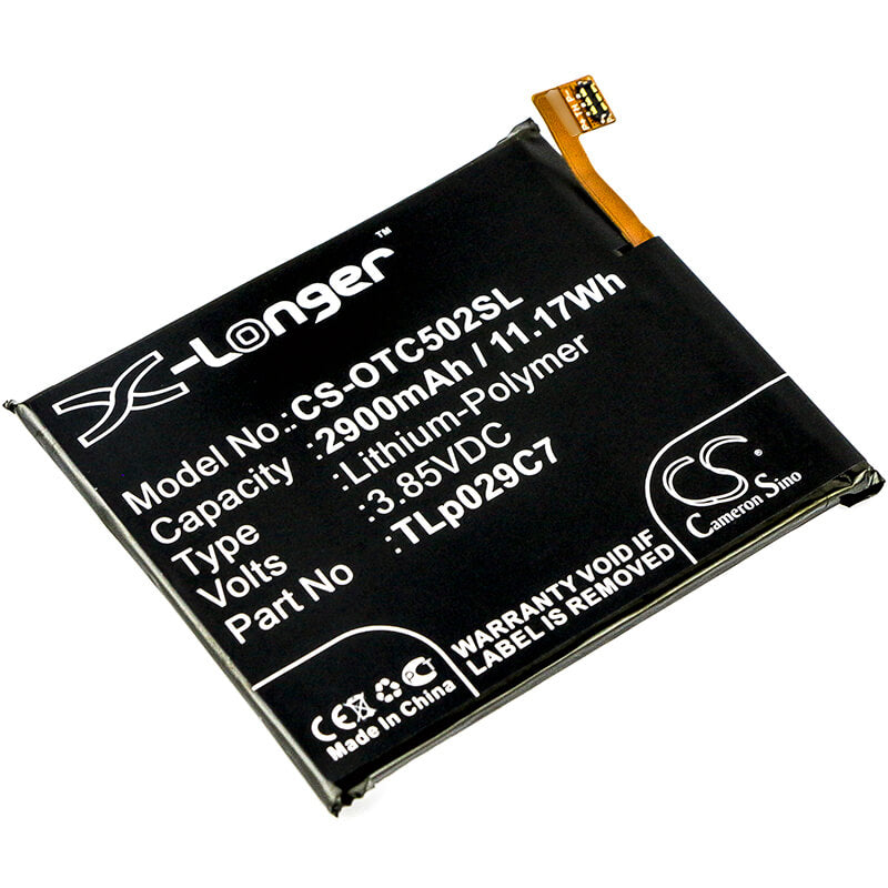 3.85V, 2900mAh, Li-Polymer Battery fits Alcatel, One Touch Idol 3c, One Touch Idol 3c Td-lte, 11.165Wh