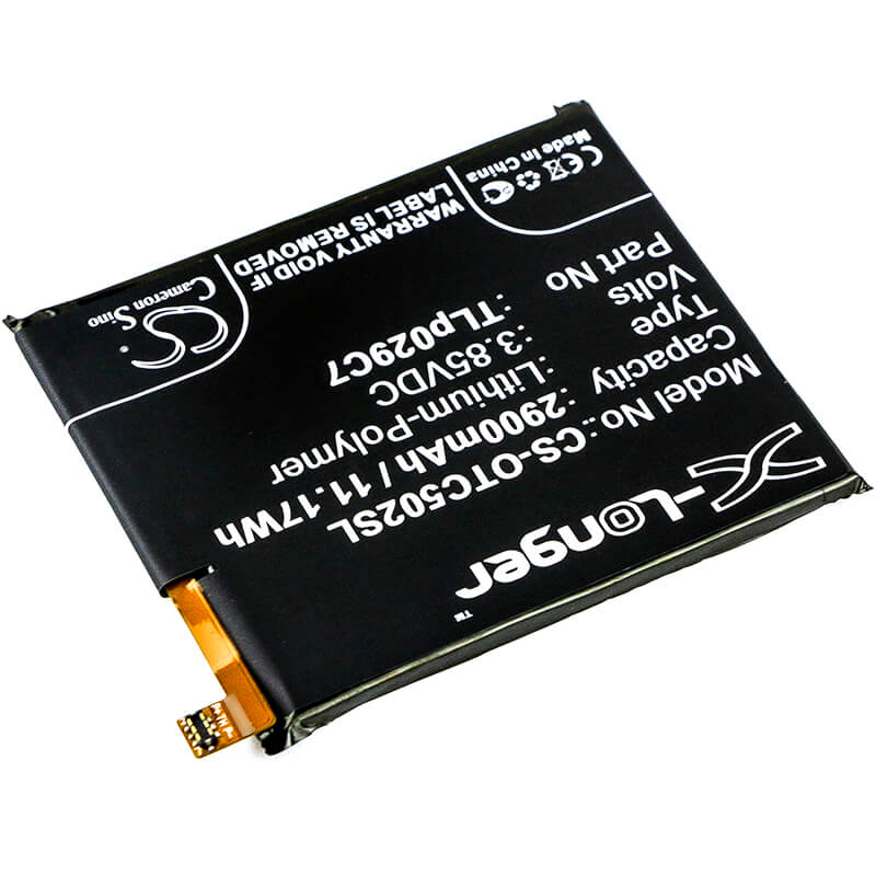 3.85V, 2900mAh, Li-Polymer Battery fits Alcatel, One Touch Idol 3c, One Touch Idol 3c Td-lte, 11.165Wh