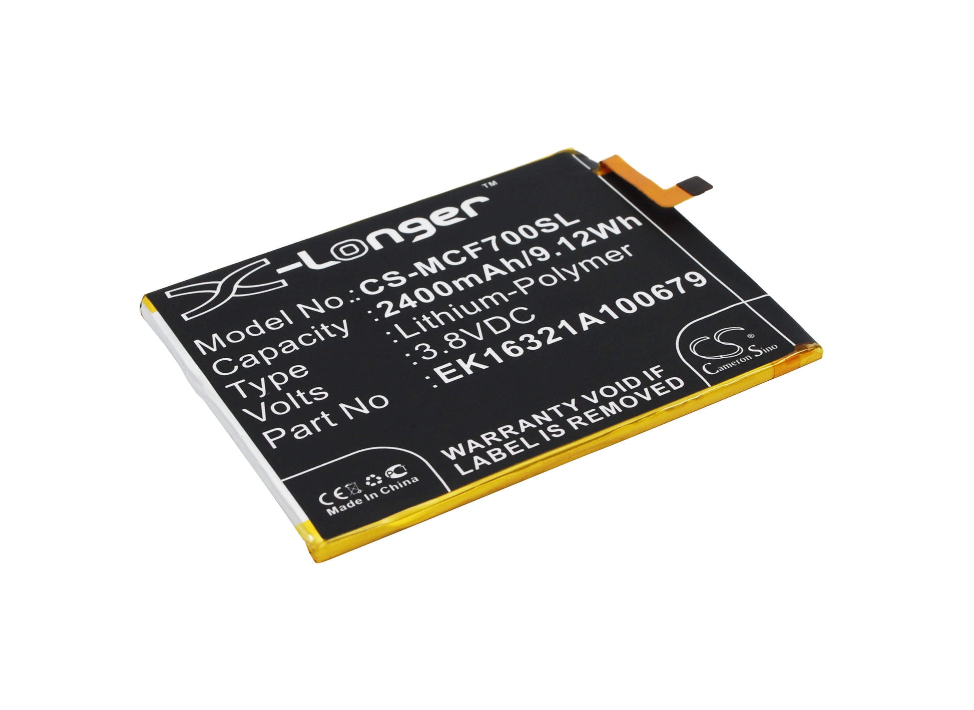 3.8V, 2400mAh, Li-Polymer Battery fits Mobistel, Cynus F7, Cynus F7 4g, 9.12Wh