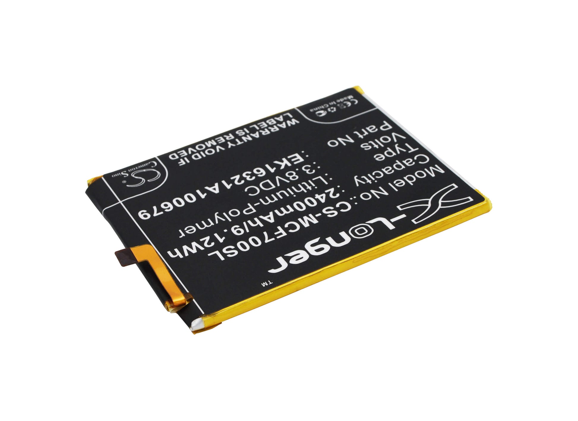 3.8V, 2400mAh, Li-Polymer Battery fits Mobistel, Cynus F7, Cynus F7 4g, 9.12Wh