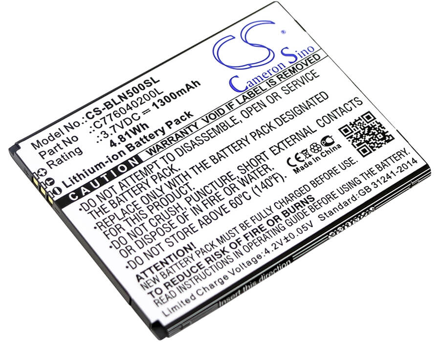 3.7V, 1300mAh, Li-ion Battery fits Blu, N010, N010l, 4.81Wh