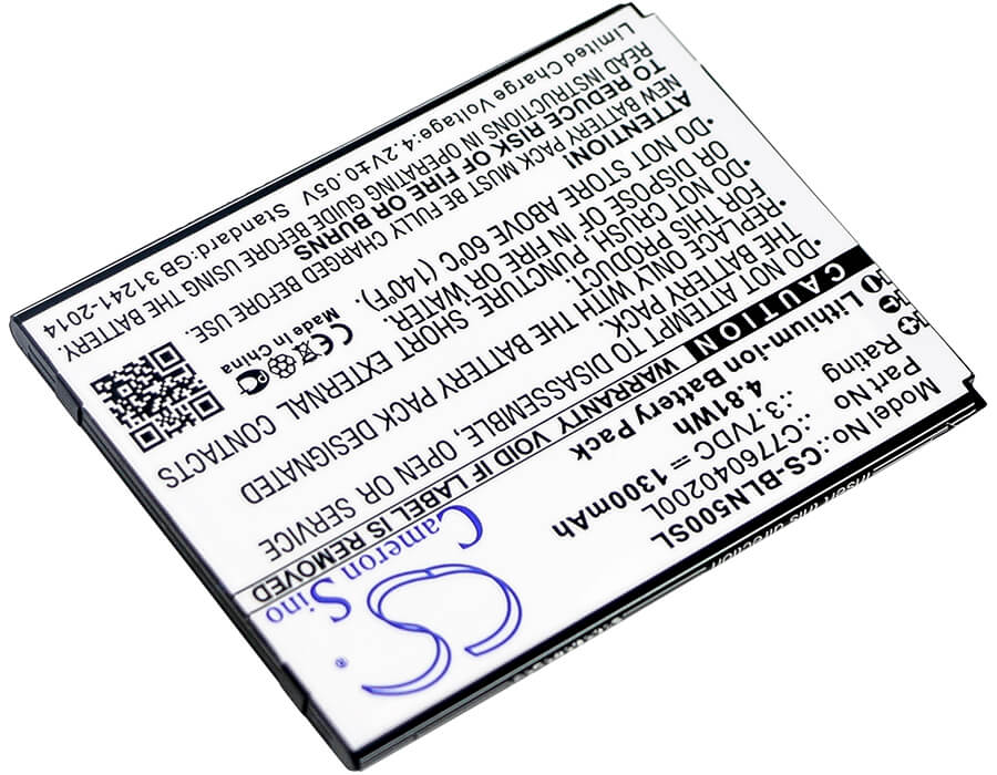 3.7V, 1300mAh, Li-ion Battery fits Blu, N010, N010l, 4.81Wh