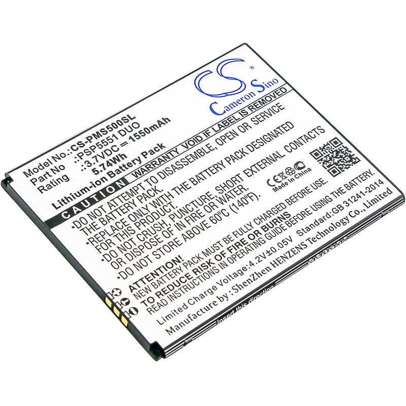 3.7V, 1550mAh, Li-ion Battery fits Prestigio, Grace S5, Psp5551 Duo, 5.735Wh