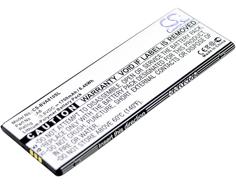 3.8V, 1700mAh, Li-Polymer Battery fits Blackview, A8, 6.46Wh