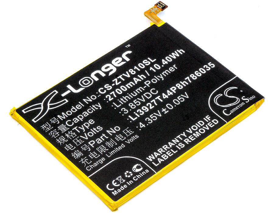 3.85V, 2700mAh, Li-Polymer Battery fits Zte, Blade V8, Bv0800, 10.395Wh