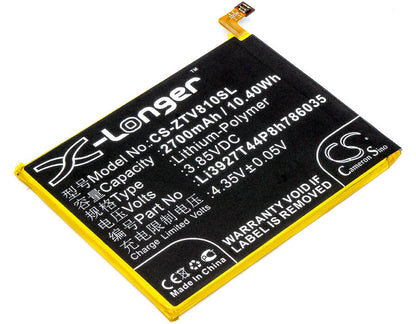 3.85V, 2700mAh, Li-Polymer Battery fits Zte, Blade V8, Bv0800, 10.395Wh