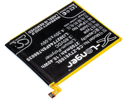 3.85V, 2700mAh, Li-Polymer Battery fits Zte, Blade V8, Bv0800, 10.395Wh
