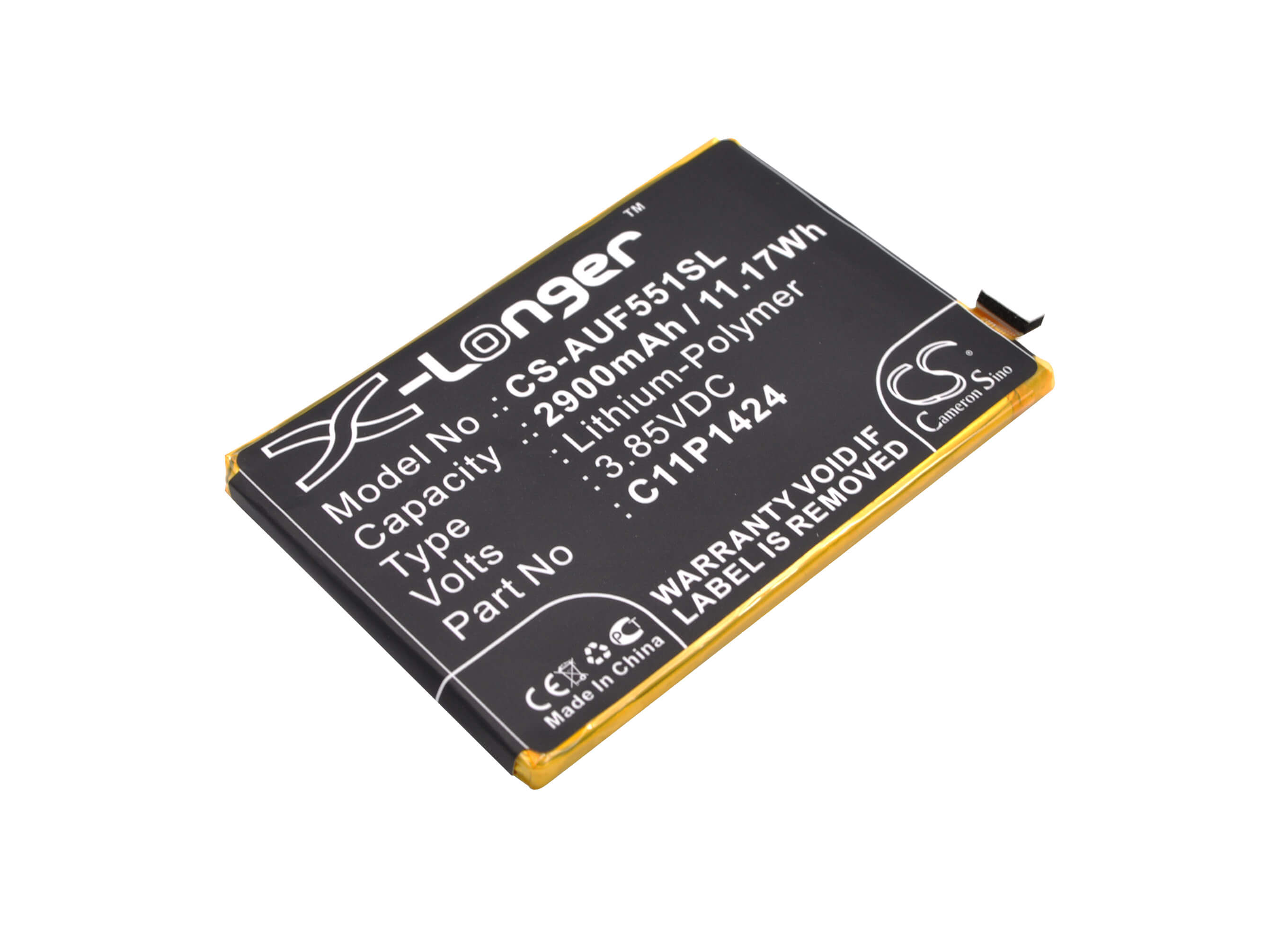 3.85V, 2900mAh, Li-Polymer Battery fits Asus, Z008d, Z00ad, 11.165Wh