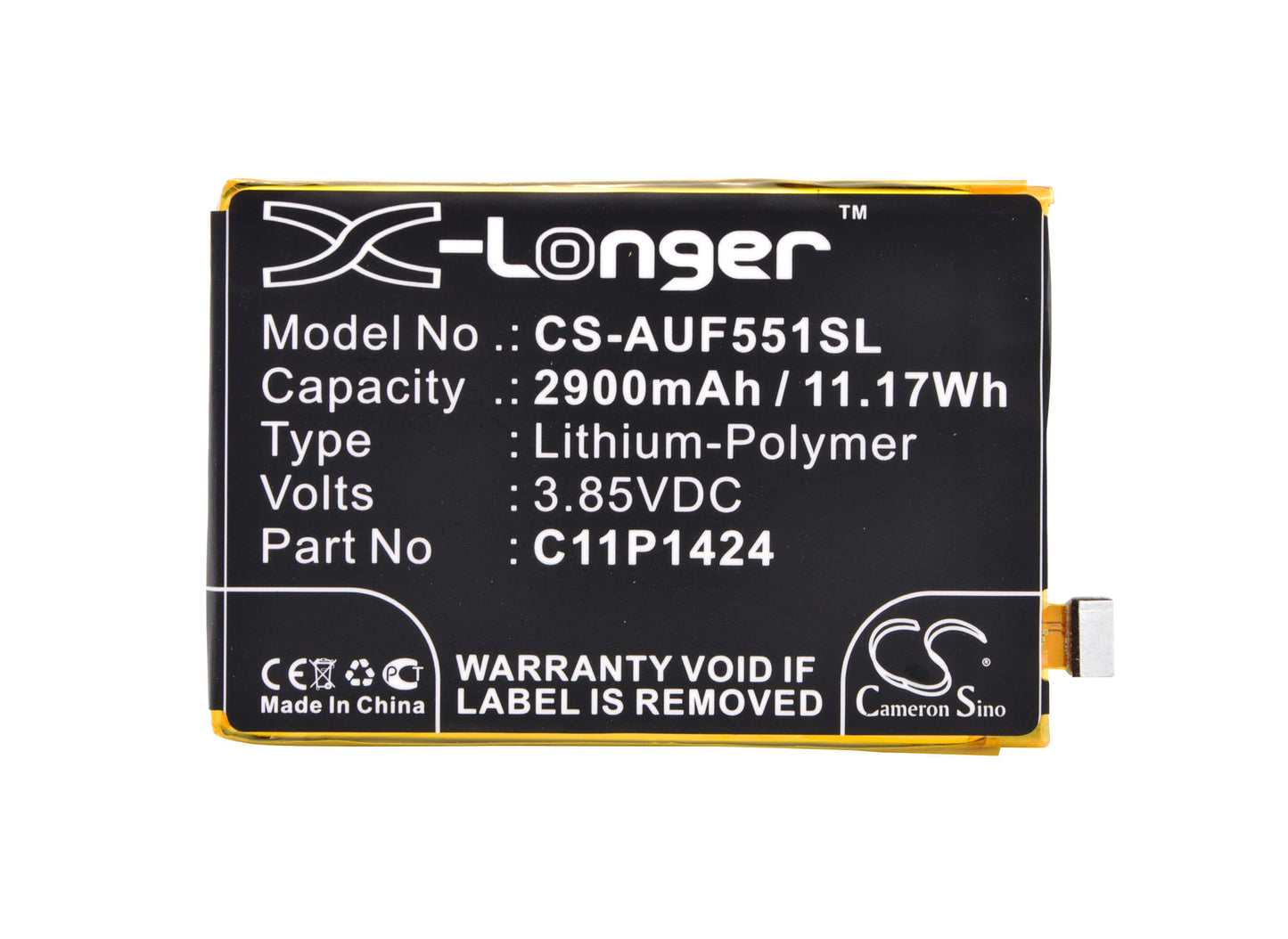 3.85V, 2900mAh, Li-Polymer Battery fits Asus, Z008d, Z00ad, 11.165Wh