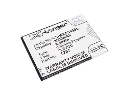 3.8V, 2500mAh, Li-Polymer Battery fits Wiko, Pulp 3g, Pulp 4g, 9.5Wh