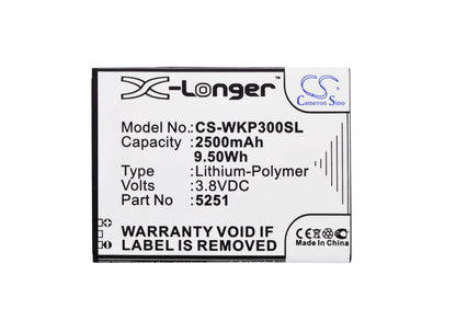 3.8V, 2500mAh, Li-Polymer Battery fits Wiko, Pulp 3g, Pulp 4g, 9.5Wh