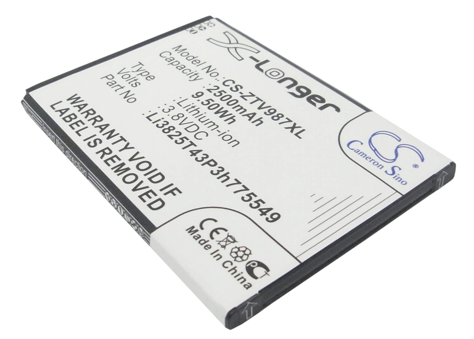 3.8V, 2500mAh, Li-ion Battery fits Amazing, A6, 9.5Wh