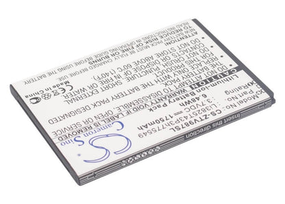 3.7V, 1750mAh, Li-ion Battery fits Zte, Grand X Quad, Grand X Quad V987, 6.475Wh