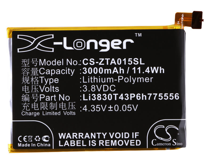 3.8V, 3000mAh, Li-Polymer Battery fits Zte, Axon A1, Axon A1p, 11.4Wh
