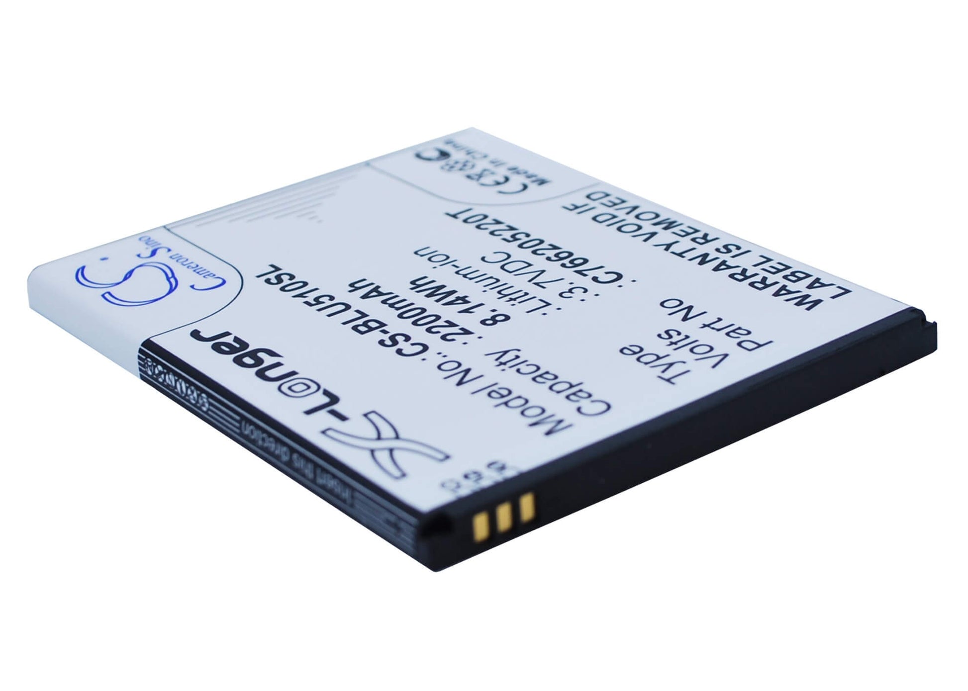 3.7V, 2200mAh, Li-ion Battery fits Blu, D550, D550a, 8.14Wh