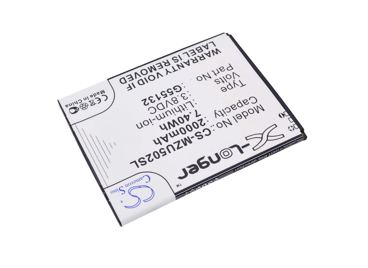 3.8V, 2000mAh, Li-Polymer Battery fits Navon, Mizu D502, Mizu M502, 7.6Wh