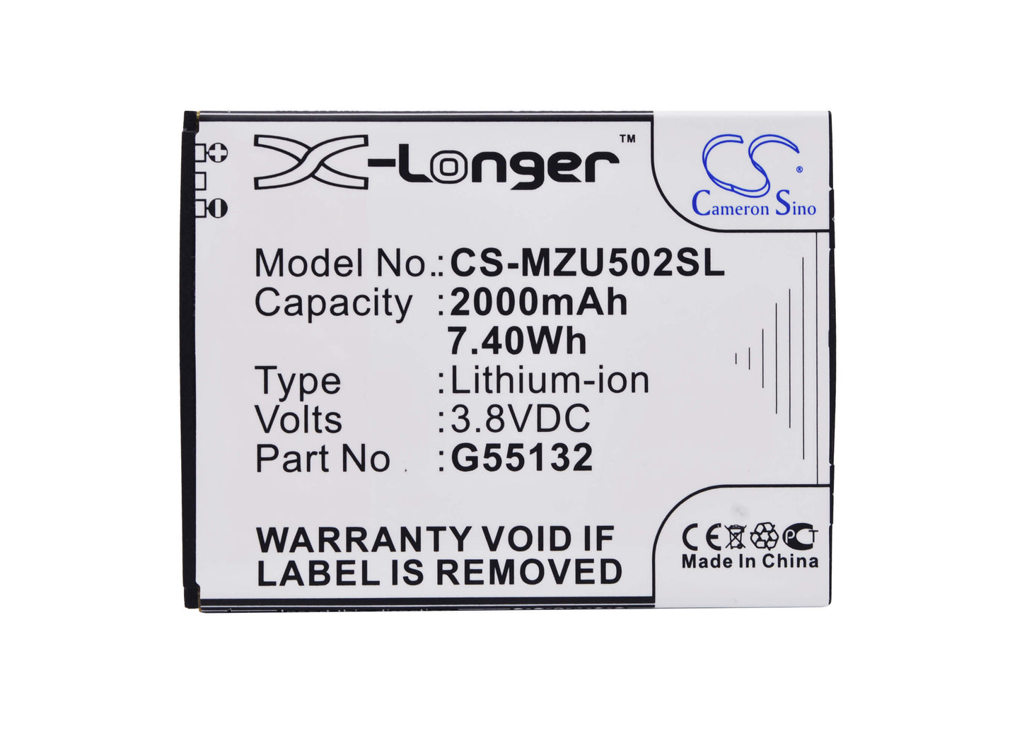 3.8V, 2000mAh, Li-Polymer Battery fits Navon, Mizu D502, Mizu M502, 7.6Wh