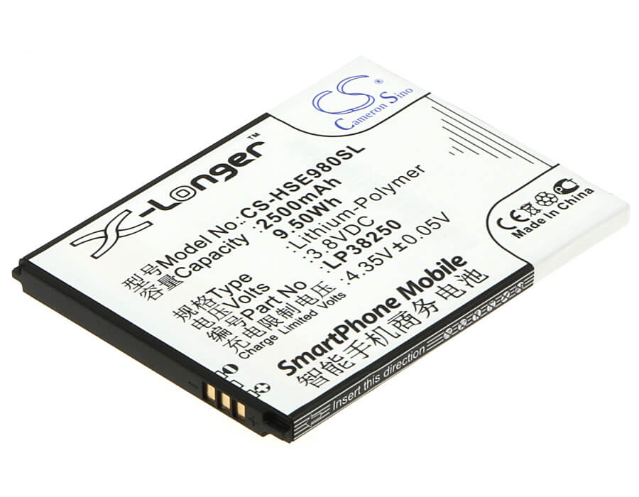 3.8V, 2500mAh, Li-Polymer Battery fits Hisense, Eg980, Mira Ii, 9.5Wh